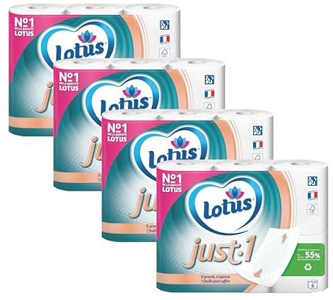 Lotus just one - Papier Toilette Ultra Doux 5 Épaisseurs - Fabriqué En France - 24 Rouleaux