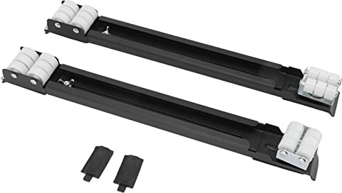 Rullo per elettrodomestici estensibile per carichi pesanti, con ruote universali, base da 300 kg, per mobili, per lavatrice, frigorifero, armadio, ferro, nylon, silicone, da 45 cm (Nera)