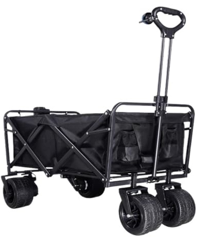 Chariot électrique pliable - Poussette portable avec tige de traction - Design léger pour camping en plein air et transport facile