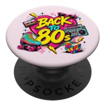 Back to 80s Nostalgia Roller Skate Boombox Cassette années 80 PopSockets PopGrip Adhésif