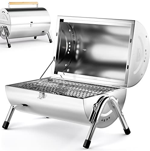 Gardebruk Portable Folding Stainless Steel Double Grill Surface Charcoal Grill for Travel, Camping, Picnics