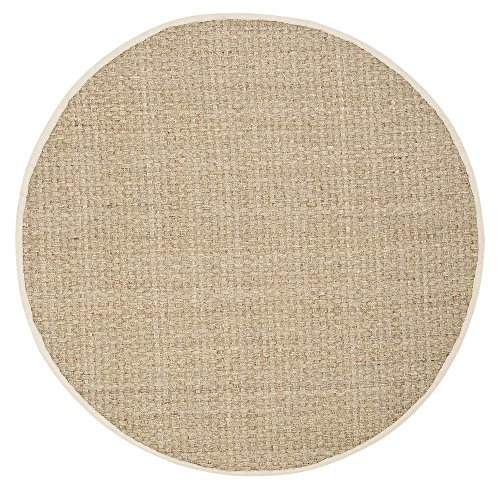 Safavieh Alfombra De Fibra Natural Sala de Estar, Comedor, Dormitorio - Natural Fiber Collection, Pelo Corto, Natural y Marrón, 120 x 120 cm