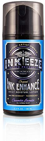 INKEEZE Ink Enhance Tattoo Daily Moisturizing Lotion 3.3 Ounce - Cucumber Lavender Natural Scent - UVA/UVB Protection