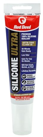 Red Devil 0795 StormGuard 920 100% RTV Silicone Sealant, 2.8 oz. Tube, Clear, 1 Pack
