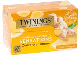Twinings, Infuso Sensations Zenzero e Limone, 6 Confezioni da 20 Filtri | Senza Caffeina, Gusto Avvolgente, 100% Naturale, da Gustare Caldo o Freddo