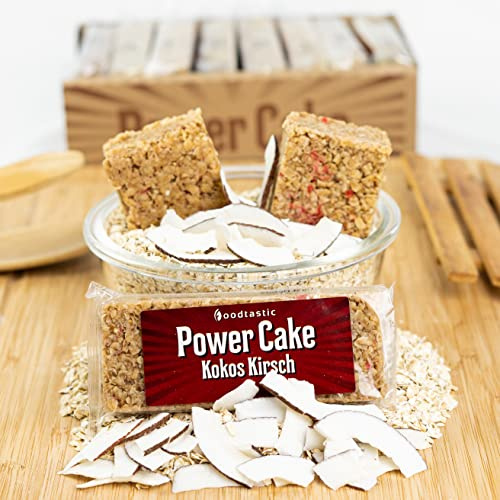Foodtastic Power Cake Kokos Kirsch (30 x 120g) | leckere, saftige Haferriegel | handgemachte Flapjack Energieriegel aus Haferflocken