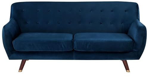 Beliani Modernes 3er Retro-Sofa aus Samtstoff in Marineblau Bodo