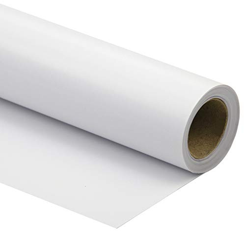 RUSPEPA Presentpapper vitt glansigt enfärgat för bröllop, födelsedag, dusch, grattis och presenter – 76 cm x 10 m