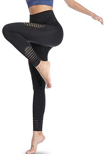 Eono Damen High Waist Sportleggings Lang, Push Up Blickdicht | Weich wie zweite Haut, rutschfest kein Rollen, bauchformend, Netzeinsätze, atmungsaktiv, waschbar, für Yoga Fitness Alltag