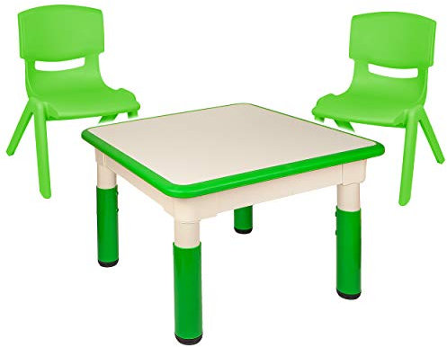 alles-meine.de GmbH Sitzgruppe für Kinder - Tisch + 2 Kinderstühle - Größen & Farbwahl - grün - höhenverstellbar - 1 bis 8 Jahre - Plastik - für INNEN & AUßEN - Kindertisch/Kin..