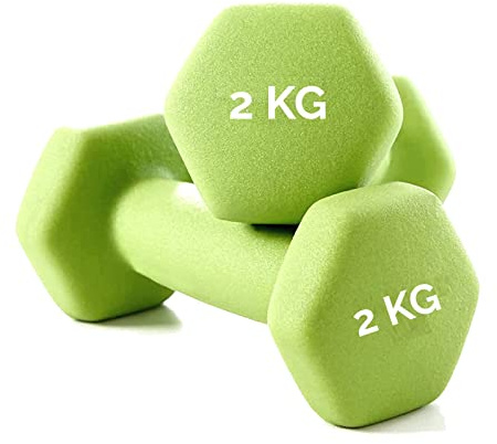 FFitness Kurzhanteln (2 x 2 kg) aus Neopren, sechseckig, ideal für funktionelles Fitnesstraining, Heimtrainer