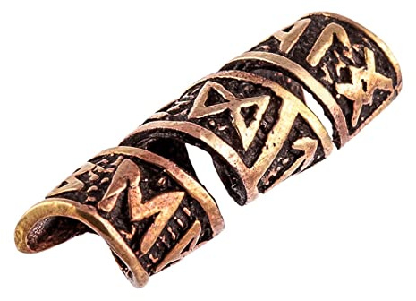 Windalf Bartschmuck Haarschmuck Runa 25 mm Runen Vintage Hochwertige Bronze