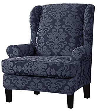 Lukery Ohrensessel Bezug 2 Teilig, Jaquard Ohrensessel Überzug Stretch Ohrensessel Überwurf mit Armlehnen Husse für Ohrensessel Sesselbezug Elastisch Sesselschoner (One Size,Grau)