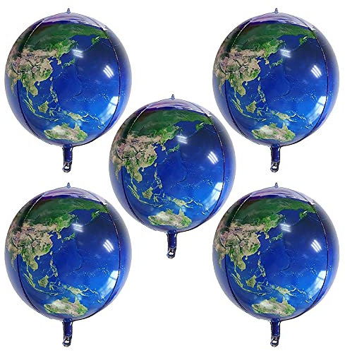 ANCLLO 5Pcs Palloncini Globo Terrestre, 22 Pollici 4D Mylar Palloncino Foglio Di Alluminio Decorazione A Forma Di Terra Per Bambini Articoli Per Feste Per La Giornata Della Terra