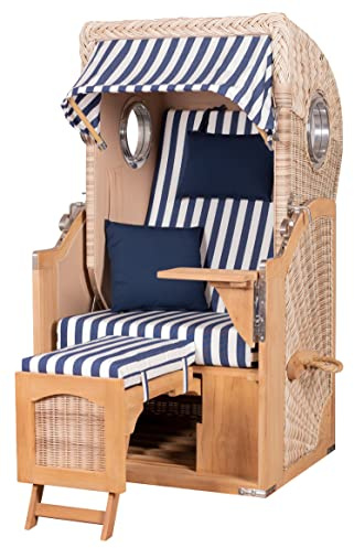 bene living Strandkorb-Set Ammersee 1-Sitzer Teak - PE Shell - Modell 518 - Liftersystem