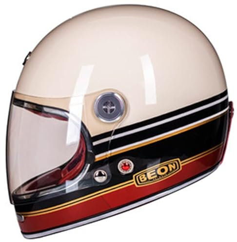 ZLYJ Vintage Integralhelm Motorrad Motorrad Scooter Retro Classic Crash Racing Touring ECE-Zugelassener Helm E,X-Large