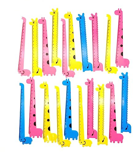 JZK Niedliches Tier- und Kawaii-Lineal, 15 cm, Kunststoff, gerades Lineal, Partygeschenke, Partytütenfüller für Jungen und Mädchen, 20 Stück
