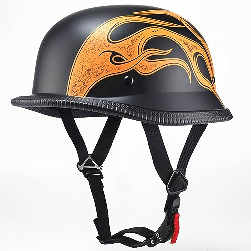 Motorcycle Half Helmet, DOT Approved Adult Men Women Retro Open Face Bike-Helmets, Bicycle/Skateboard Helmet for Chopper Cruiser, Skate, Scooter, Longboard Half Shell Helmet (D,Small)