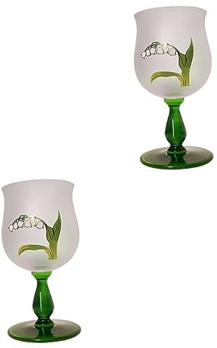 BESTonZON 2pcs Fancy Wine Glasses Stemmed Personalised Brandy Glass Creative Flower Design Decorative Drinking Glasses