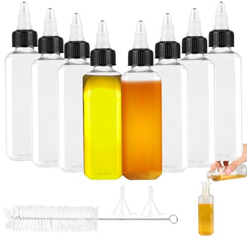 FAMCUCHE 8 Stück 100ml Quetschflasche, Squeeze Flasche Mit Spitzenkappe, Dosierflasche Kein Leck Ölflasche Squeeze Bottle, Saucenflasche Für Dressings Öl Soja Sauce Essig