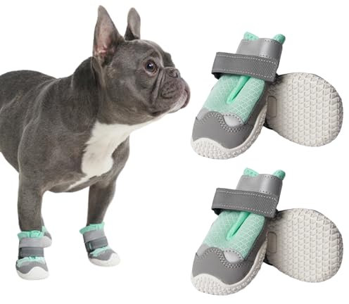 Spark Paws Hundeschuhe – rutschfest & Atmungsaktiv, Pfotenschutz im Sommer für heiße Oberflächen & Wandern, Strapazierfähig, 4er-Set - Turquoise, B