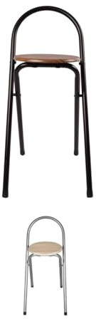 Jardin202 - Taburete Plegable con Respaldo para Cocina 38x38x67 | Compacta y Fácil de Almacenar | Diseño Ergonómico y Resistente | Unidad (Negra/Nogal)