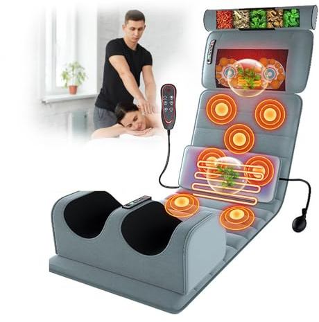 moupeaktain Premium Ganzkörper Massagematte mit Wärme und Shiatsu-Massagepad-10 Vibrationsmotoren und 9 Modi,Massage für Rücken, Nacken, Taille, Beine,Cloth