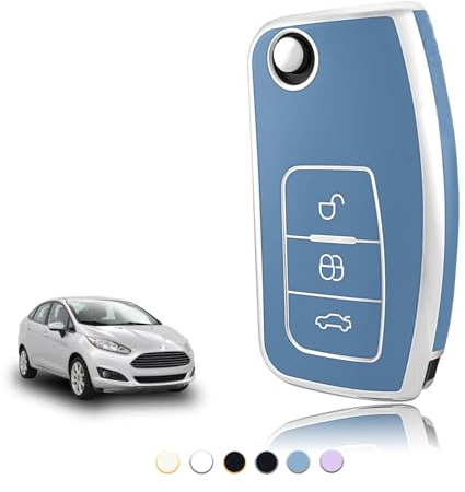 TOOMUME Funda Llave Coche para Ford Fiesta Focus B-MAX Ecosport Ka Mondeo | Silicona Suave, Antigolpes, Anticaídas, Antiarañazos, Carcasa Protectora Llave para S-Max C-Max Galaxy Kuga Transit Tourneo
