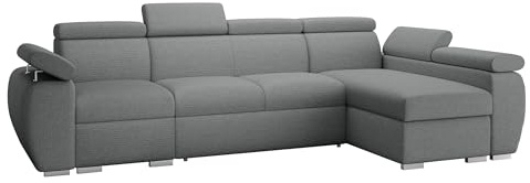 Mirjan24 Ecksofa Boston LCP, Eckcouch mit Schlaffunktion und 2 Bettkästen, Polsterecke mit Einstellbare Kopfstützen, L-Sofa, Wohnlandschaft (Aragon 93, Seite: Rechts - 1P(65)+2R+LCP)