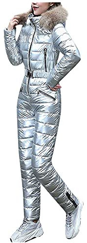 LOIJMK Mono de esquí para mujer de invierno: traje de esquí impermeable cálido conjuntos de esquí mono de una pieza para esquiar al aire libre traje de esquí traje de snowboard con capucha mono de