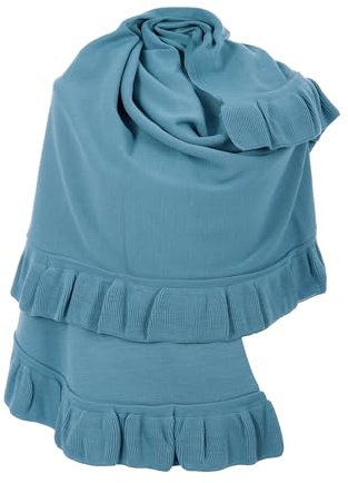 MAPIMANIA - Chal de lana Made in Italy mujer elegante color azul vaqueros, estolas para bodas, cardigan invierno, chal boda, pashmina, capas para vestido de fiesta