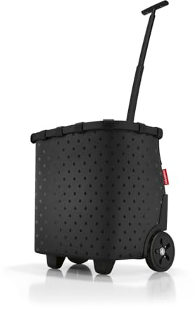 reisenthel carrycruiser Frame Glossy Black dots – Tragbarer Einkaufstrolley mit stabilem Aluminiumrahmen, Schultergurt und herausnehmbarer Netz-Innentasche – Aus wasserabweisendem Material