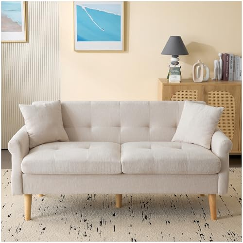 Sapgaks Canapé 2 Places,Design Moderne,Tissu Chenille,canapé Double, canapé rembourré,Convient pour Le Salon, la Chambre, l'appartement,Beige