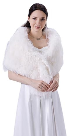 Surakey Kunstpelz Schal Stola Bolero Damen, Flauschig Hochzeit Braut Kunstpelz Schal Stola Brautschal Brautjacke Cape Kragen Für Frauen Hochzeit Abend Braut Brautschal Brautstola
