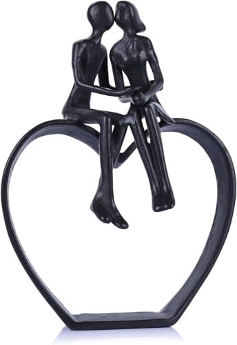 Scultura in Ferro Coppia, Regali in Ferro per Coppie, Figurina Astratta Moderna, Scultura Romantica dell'Amore per la Decorazione della Casa su Mensola, Caminetto, Ufficio, Statua (Style4)