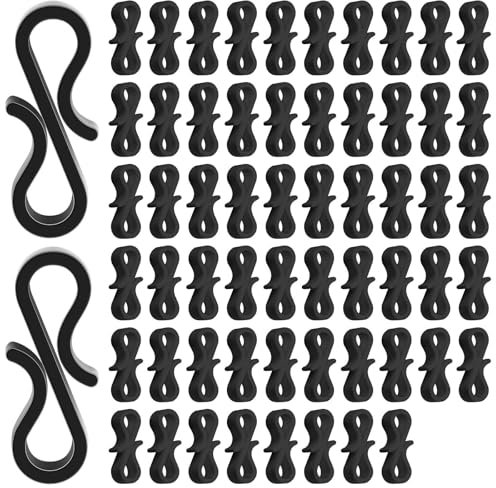 Gutter Hooks for Outdoor Lights, 120 Pcs Mini Plastic S Gutter Clips for Hanging Outside String Lights, Icicle Fairy Lights, Christmas Tree Decorations, New Year, Birthday Party - Black