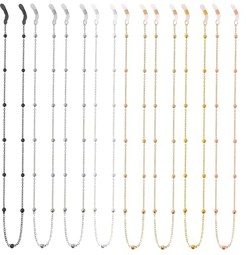 KEYRI 8 Pezzi 70cm Cordino Antiscivolo Catena Occhiali da Sole Catenella per Occhiali Multicolore Perline Catenina con Perline Lettura per Occhiali da Sole e da Vista Donna (Multicolore)