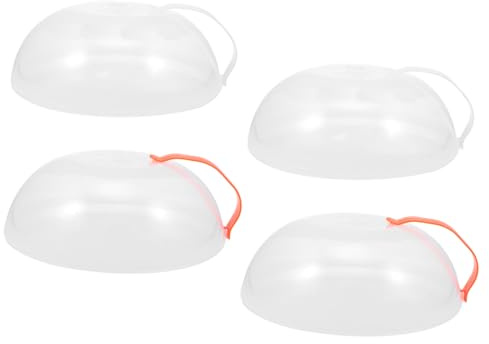 CHICAMPERA Microwave Plate Food Covers Handles Large Plastic Oil Splatter Guard 4-Piece Set for Food Storage Microwave Safe for Leftovers and Cooking
