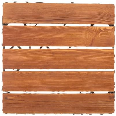 Outdoor Deck Tiles 5pcs Carbonized Wood Floor Boards Balcony Outdoor Flooring Garden Deck Plank Tiles Patio Covering Walkway(Brown30x30cm)