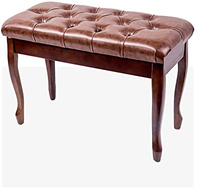 Hochwertiger Klavierhocker aus Holz mit fester Höhe, weiches Echtlederkissen, elegantes Design, 76 x 35 x 49 cm, perfekt für Zuhause und Studio