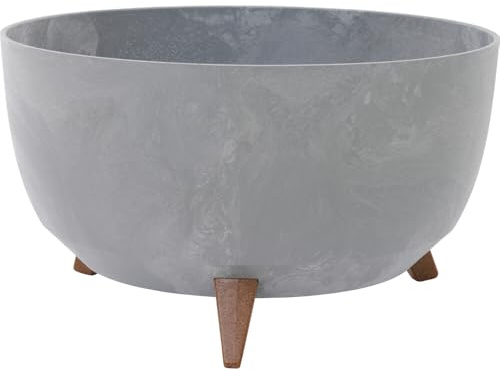 Siena Garden Pflanzgefäße Oslo Stone grau Betonoptik, 47 x 26,5 cm Kunststoff/Holzfasern auf Füßen mit Einsatz