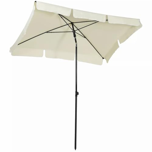Parasol de Jardin rectangulaire 200 x 130 cm avec Bouton-Poussoir inclinable, Protection UV 50+, mât en Aluminium, pour Balcon, terrasse et Plage