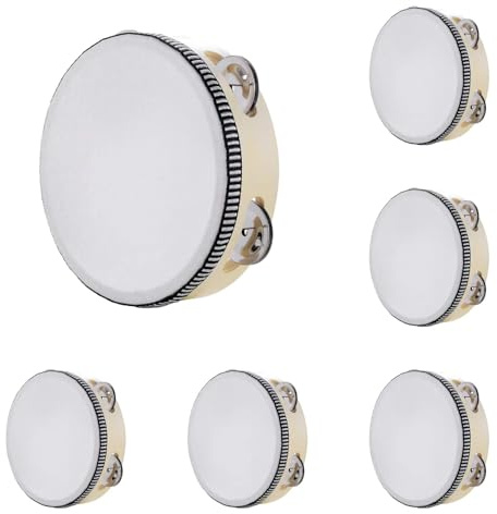 5PCS 6Tamburin Handtrommel,Einreihige Handtrommel, Tambourine Hand Trommel Glocke Birke Metall Jingles Percussion Geschenk Musikpädagogisches Instrument für Kirche KTV Party (15 cm, 6 Zoll)