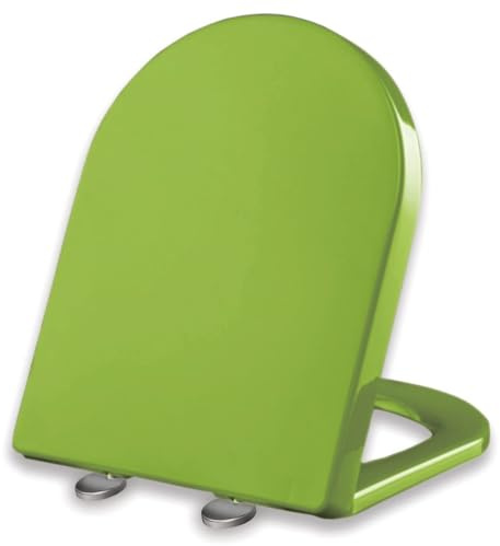 Giural D Shaped Soft Close Toilet Seat, Color Toilet Seat Slow Close, Removable Toilet Bowl Seat, Quick-Release Toilet Lid PP Material, Top Fixing Accessories,Green