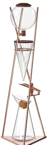 OSPSHPG Iced Coffee Cold Brew Drip Coffee Maker, 800ml Glass Coffee Pot with Stainless Steel Stand, Adjustable Speed Dripper, Makes 6-8 Cups Coffee, Hand-Flushed Dripper Coffee, for Home