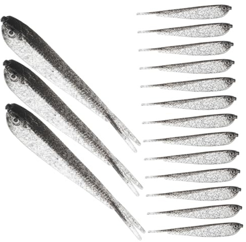 Gatuida 60 Pièces Leurre Souple Gris Imitation Poisson Appât Artificiel Réaliste pour Eau Douce et Salée