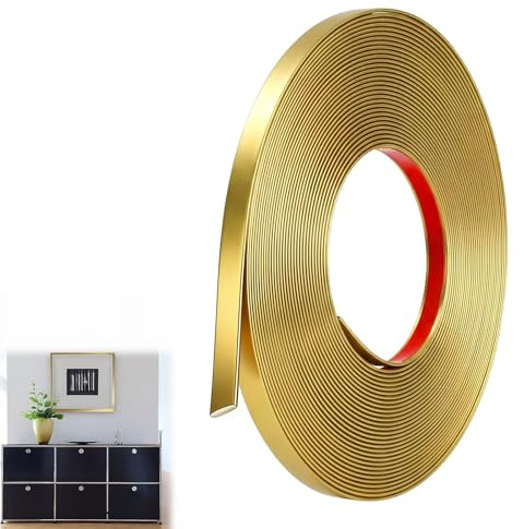 ddckj 12M Moulure Adhesive Or Mat Baguette de Finition Pvc Moulure Flexible Convient à Cadres de Miroirs, Fenêtres, Murs, Sols, Armoires, Plafonds, Bords de Carreaux