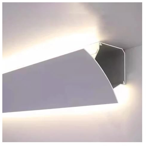 Canale in alluminio lungo 40 60 80 100 200 300 400 per bordi di rifinitura, illuminazione a LED con cornice per soffitto per scala e corridoio Sicuro(L 137.8(3.5m))