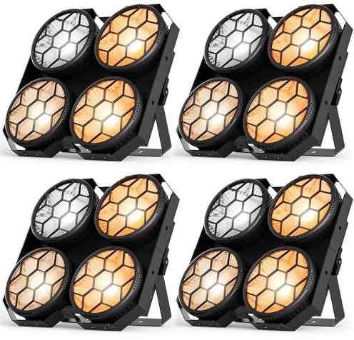 Osusuent 400W LED COB Par Luces Escenario,Luces Discoteca Strobe,Foco de Audiencia 2 en 1 Efecto de Iluminación Blanco Cálido Frío,para DJ Bar Boda Espectáculo Conciertos Fiesta Festival,4 PCS