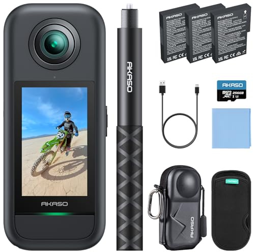 AKASO 360 Action Camera Creator Combo with 256GB MicroSDXC Card and Camera Carrying Case Bundle
